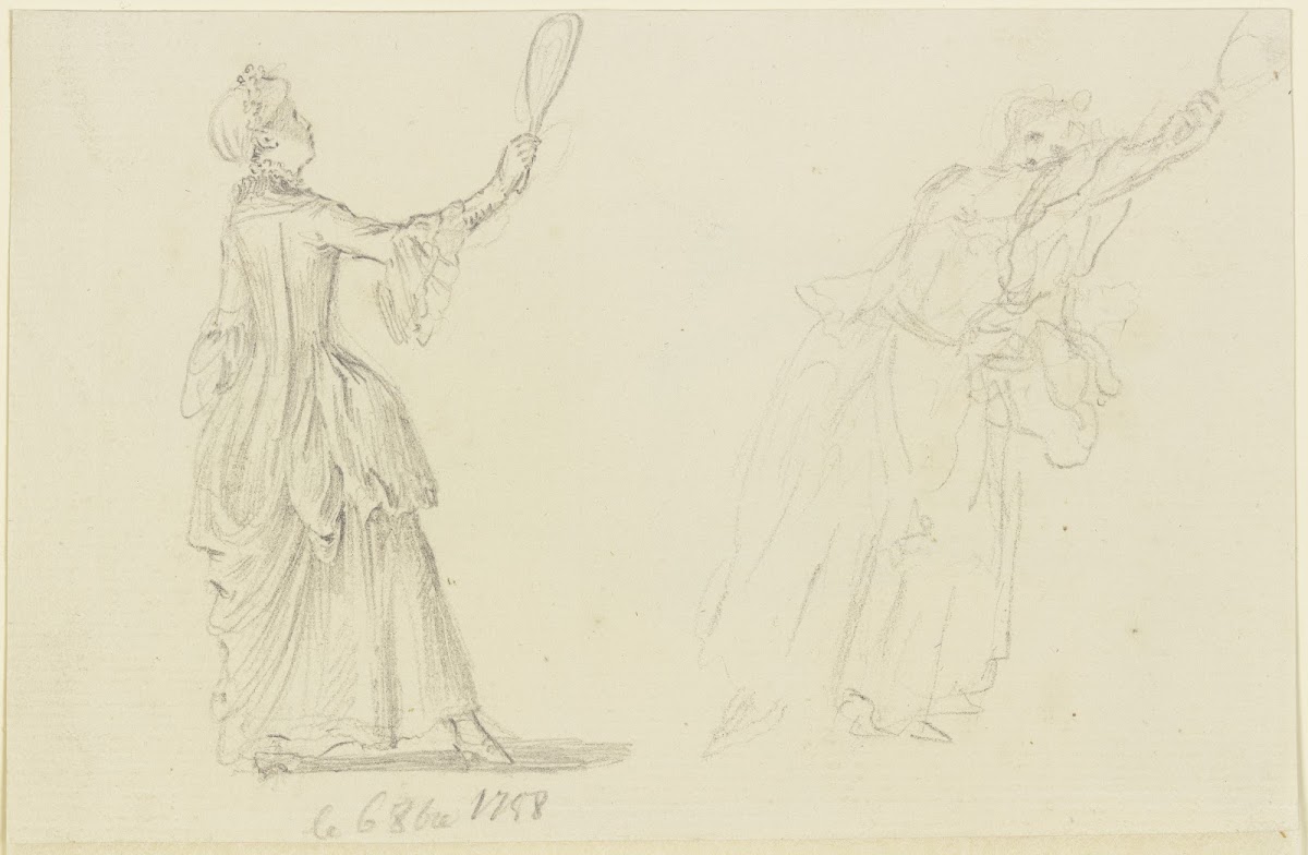 Zwei Mädchen beim Federballspiel 1758