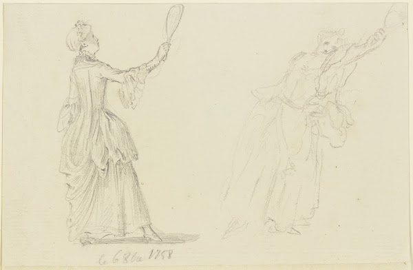 Zwei Mädchen beim Federballspiel 1758