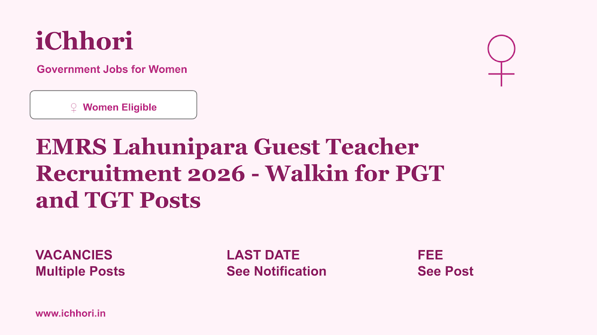 EMRS Lahunipara Guest Teacher Recruitment 2026 - Walkin for PGT and TGT Posts - iChhori