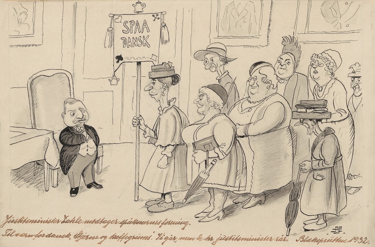 Minister of Justice Zahle and a group of fortune tellers 1932