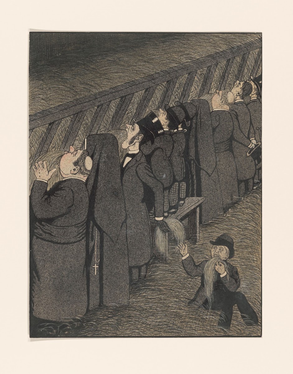 rij heren bij een voederbak c 1800   c 1900