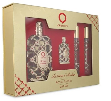 ESTUCHE ORIENTICA ROYAL AMBER UNISEX 4PZS 100ML EDP + 7.5ML EDP + 10ML EDP + 10ML EDP