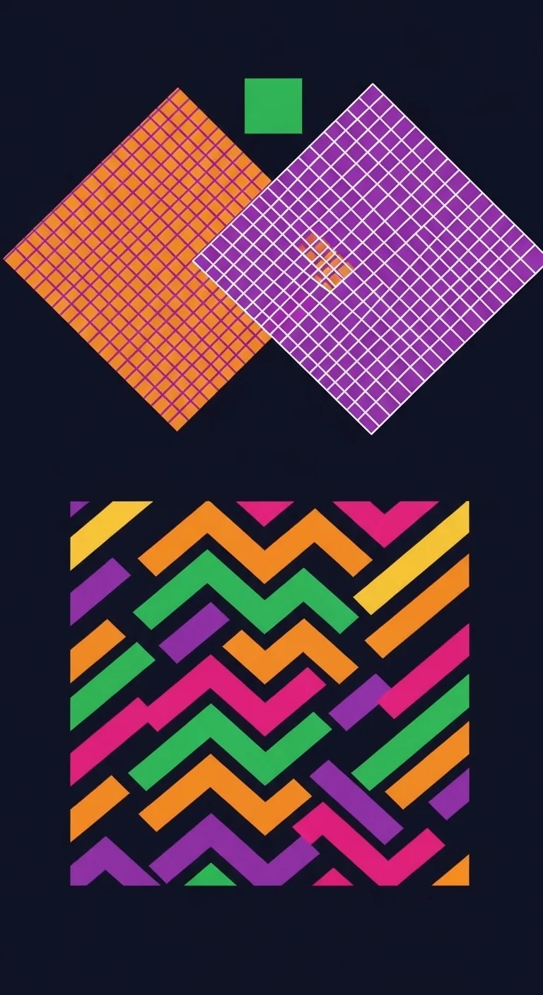 Modernist Abstract Geometric Design with Vibrant Grids - Free 4K mobile Wallpaper