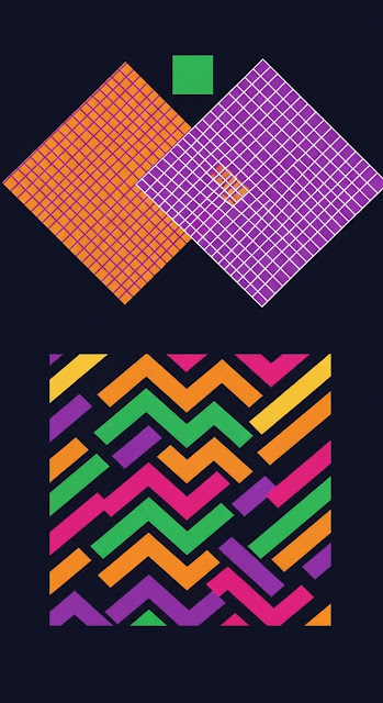 Modernist Abstract Geometric Design with Vibrant Grids - Free mobile Wallpaper