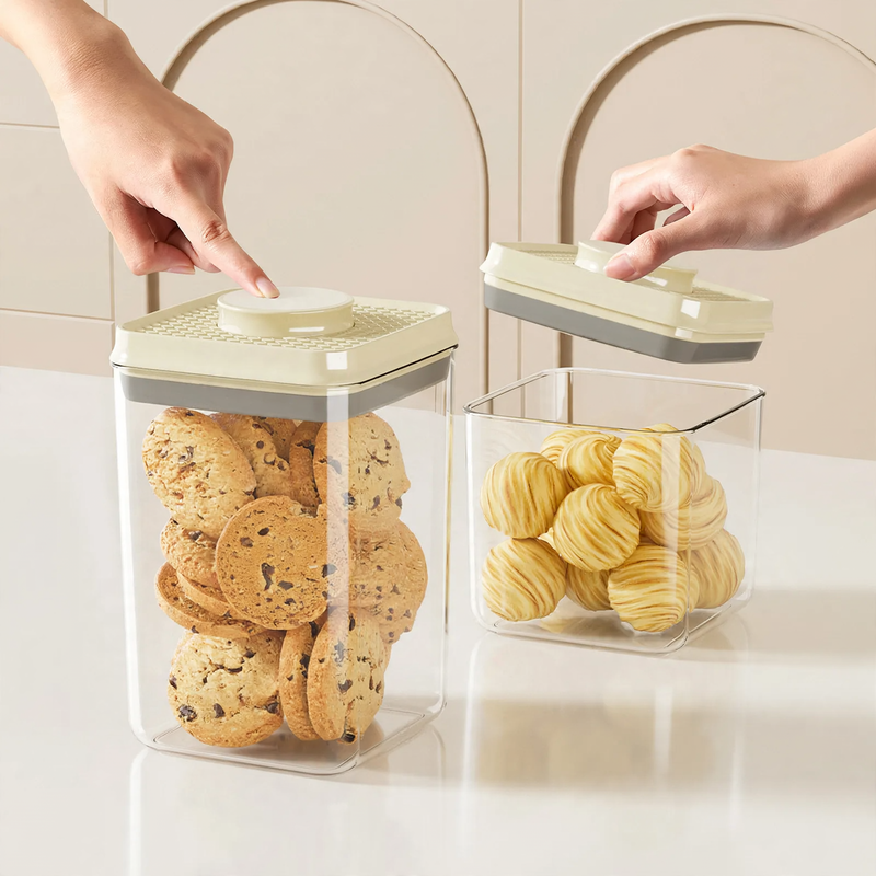 Square storage container with pressure seal