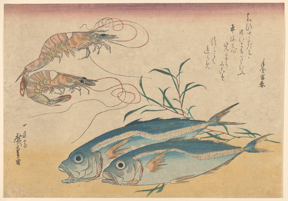 Kuruma Ebi Aji Prawns and Horse Mackerel 19th century