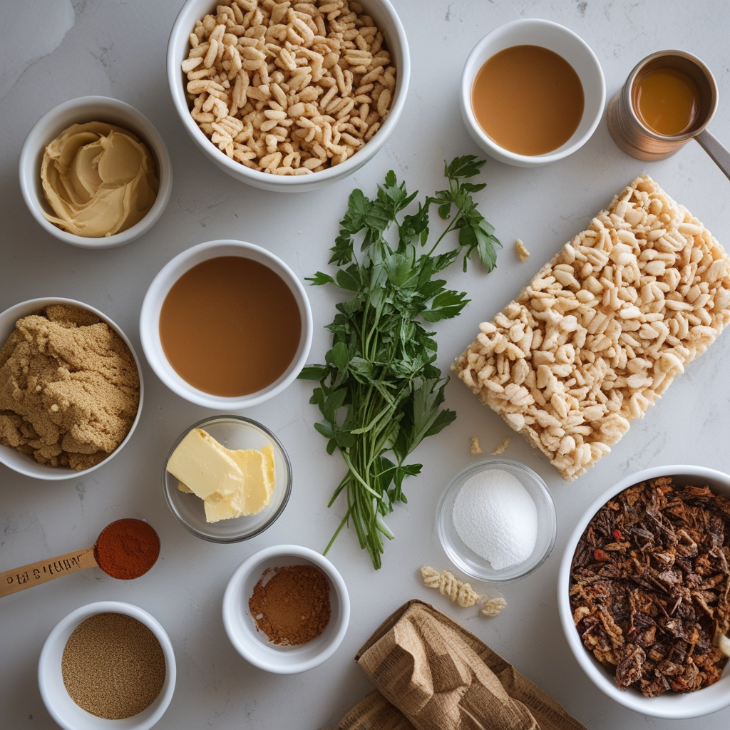 Ingredients for Brown Butter Dulce de Leche Rice Krispie Treats Easy Homemade Dessert