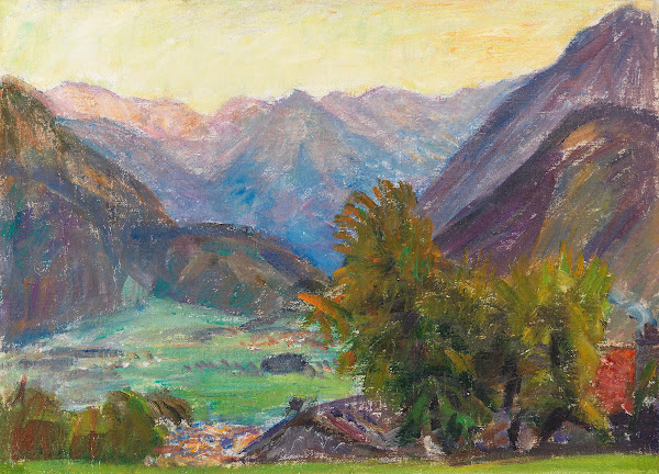 Blick ins Ostrachtal mit Hintersteiner Bergen 1932