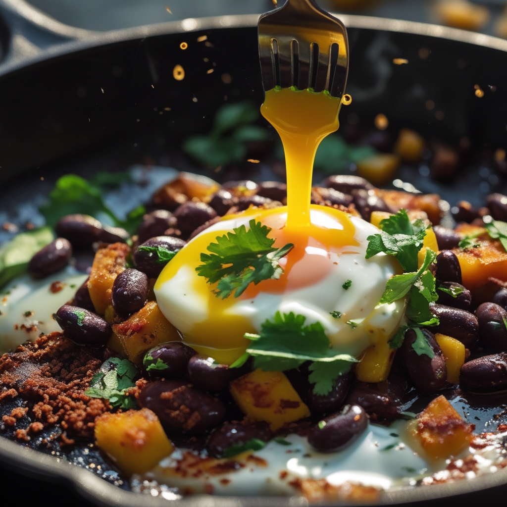 Final Jamaican Jerk-Spiced Black Bean & Mango Breakfast Skillet with Creamy Avocado-Yogurt Drizzle