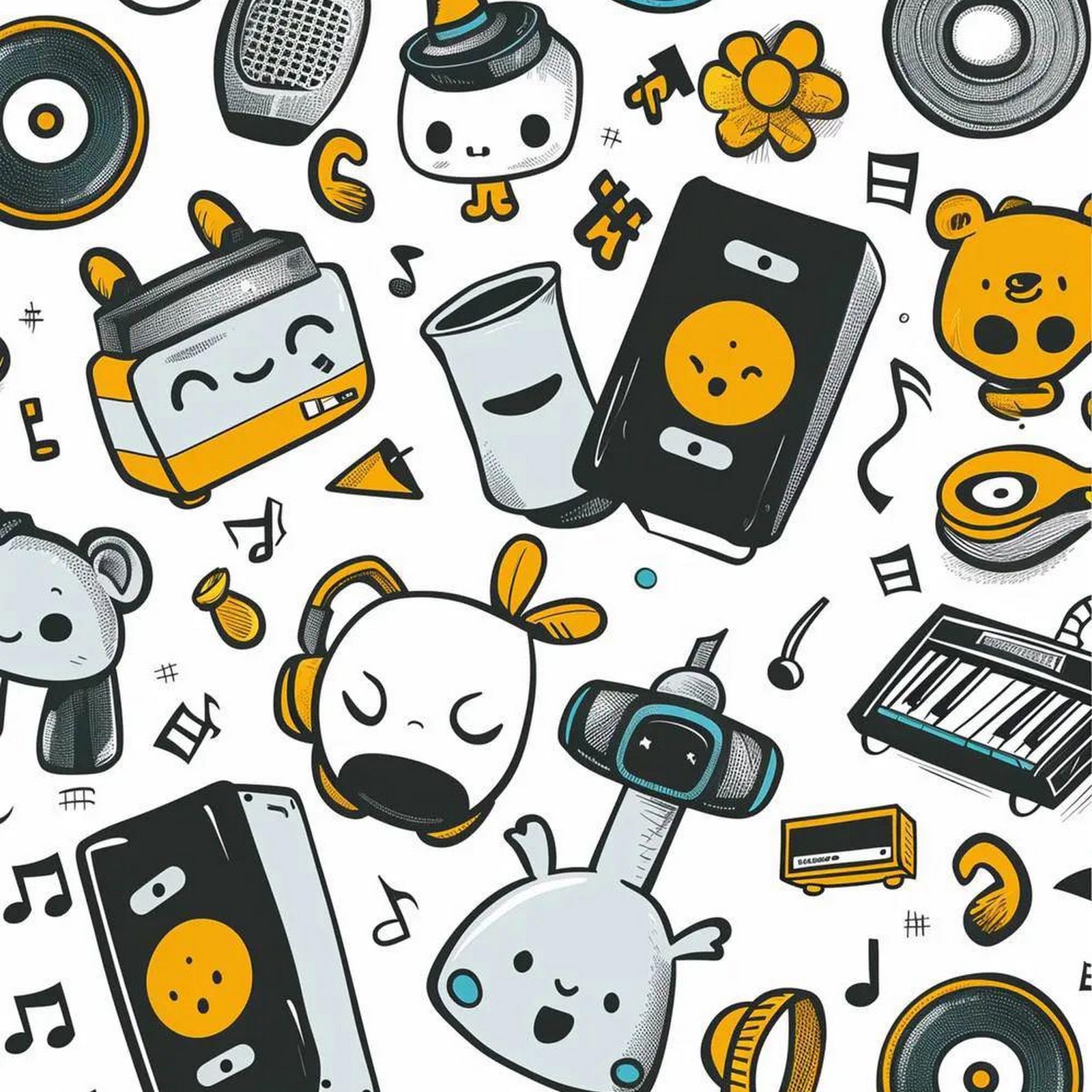 Download Cute Musical Doodle Pattern Background iPhone