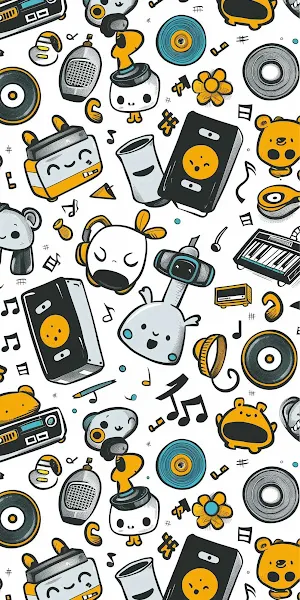 Cute Musical Doodle Pattern Background iPhone Wallpaper Background