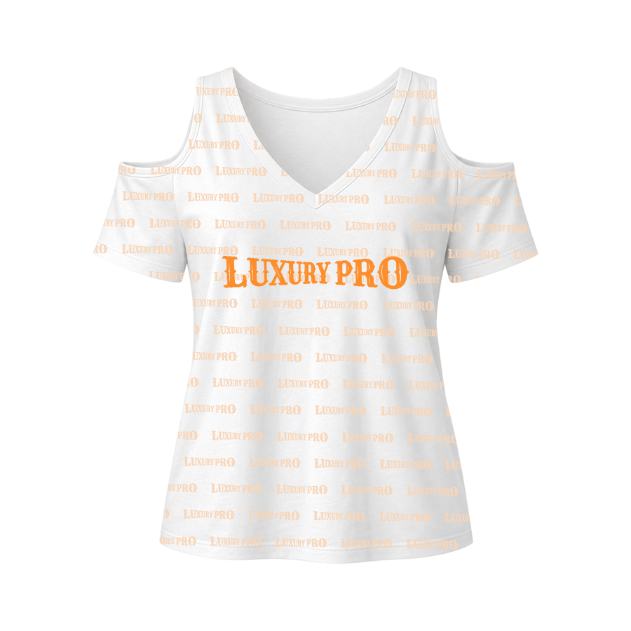 AOP MEG off shoulder V-neck women's short sleeved shirt