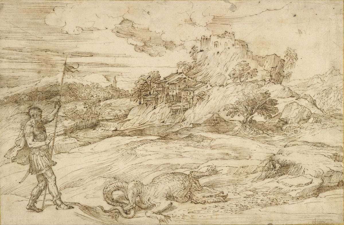Landscape with St Theodore Overcoming the Dragon 1550 1559