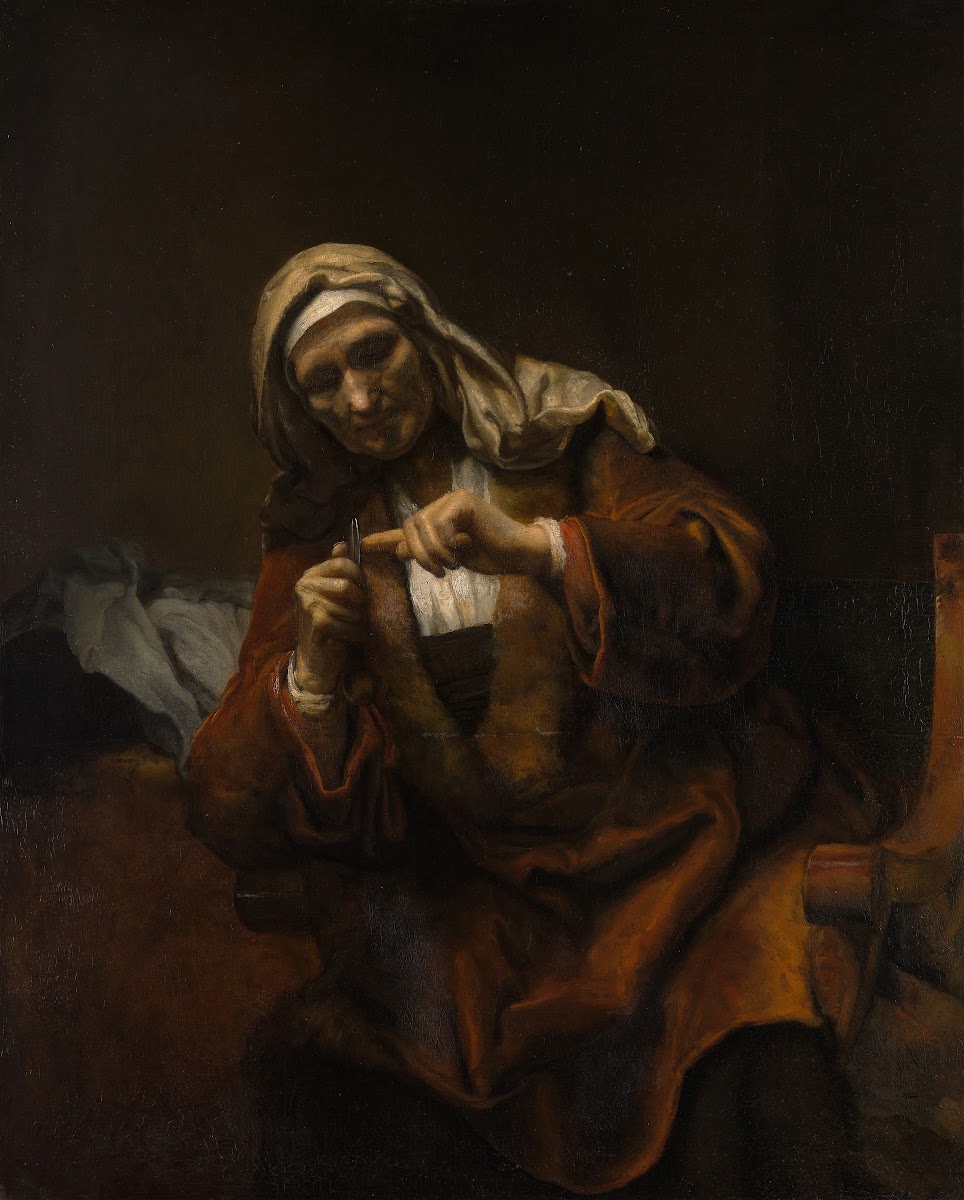 Old Woman Cutting Her Nails ca 165560
