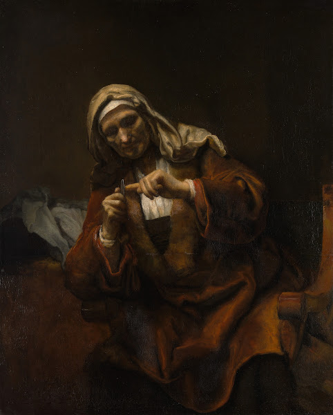 Old Woman Cutting Her Nails ca 165560