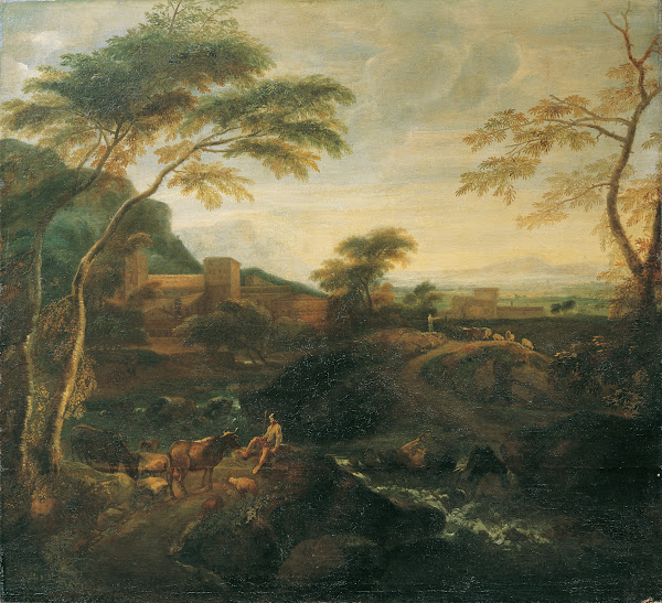 Landschaft mit weidenden Kühen 1710 1720