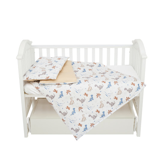 Детское сменное постельное белье 4 эл Twins Satin Limited Dino Tropics серый/синий