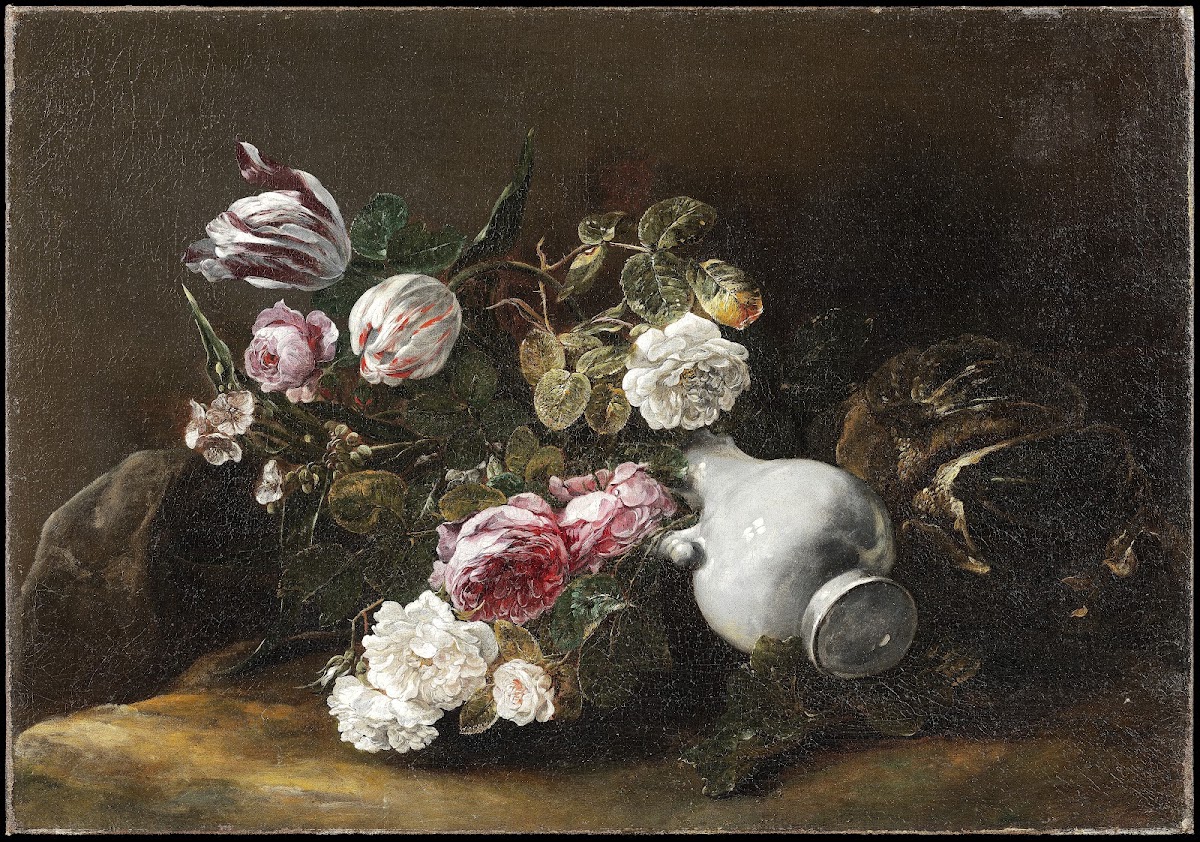 Still Life of Flowers and an Overturned Jug circa 1659