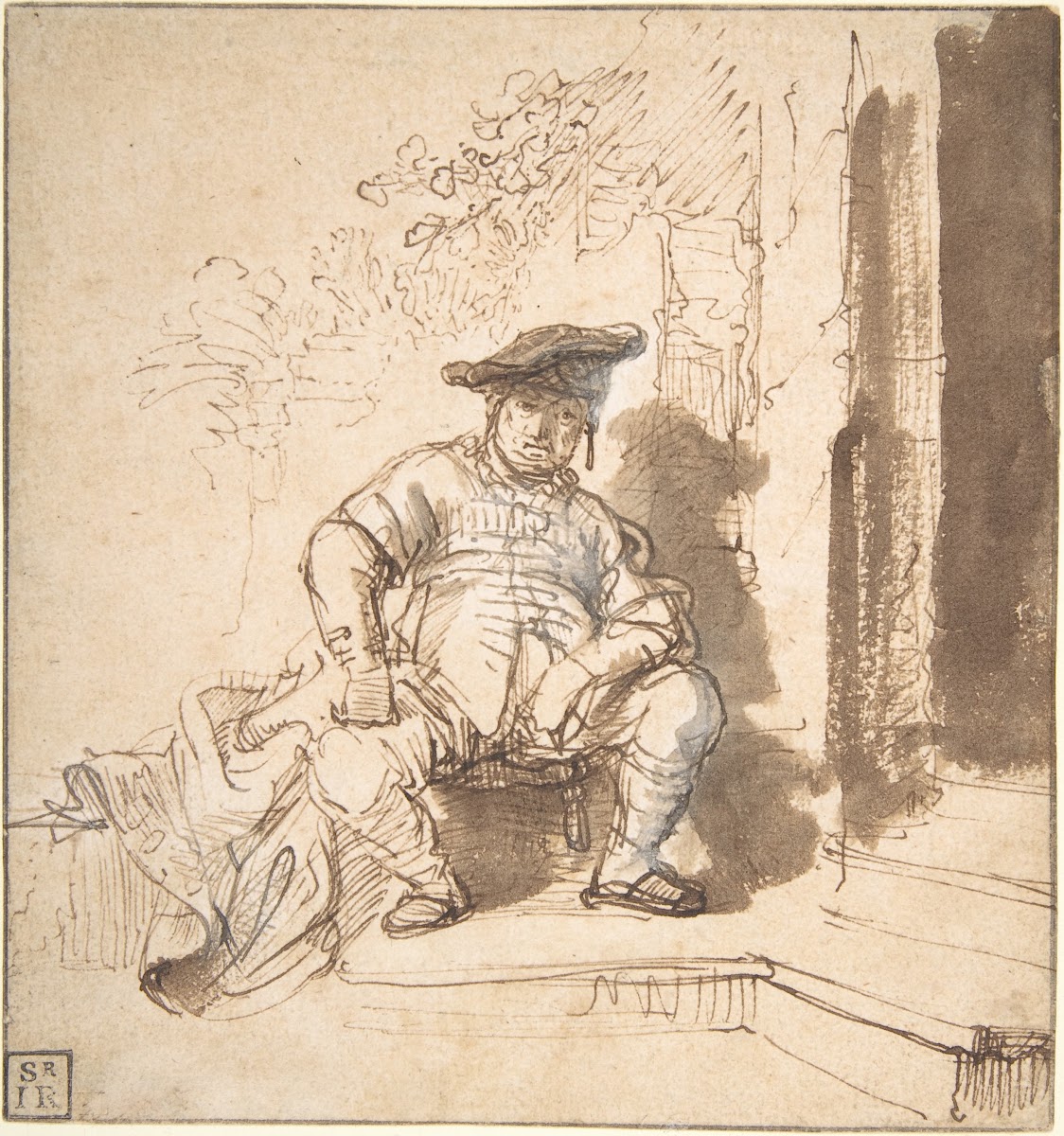 Seated Man Wearing a Flat Cap 163540