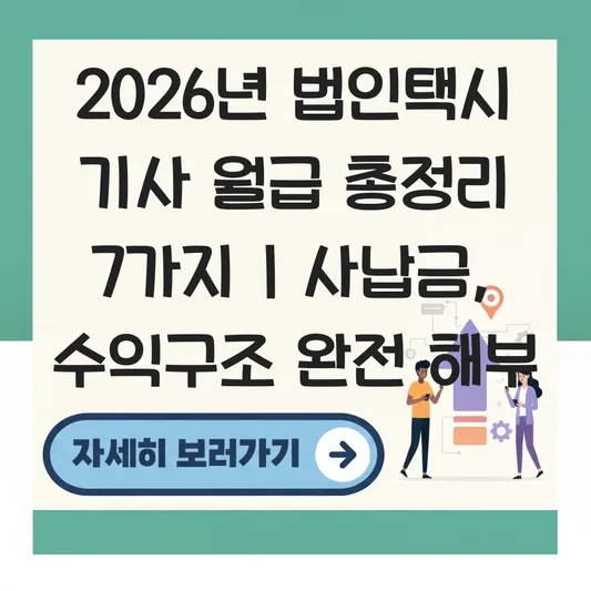 법인택시 기사 월급 및 평균 수입 구조 대표 이미지