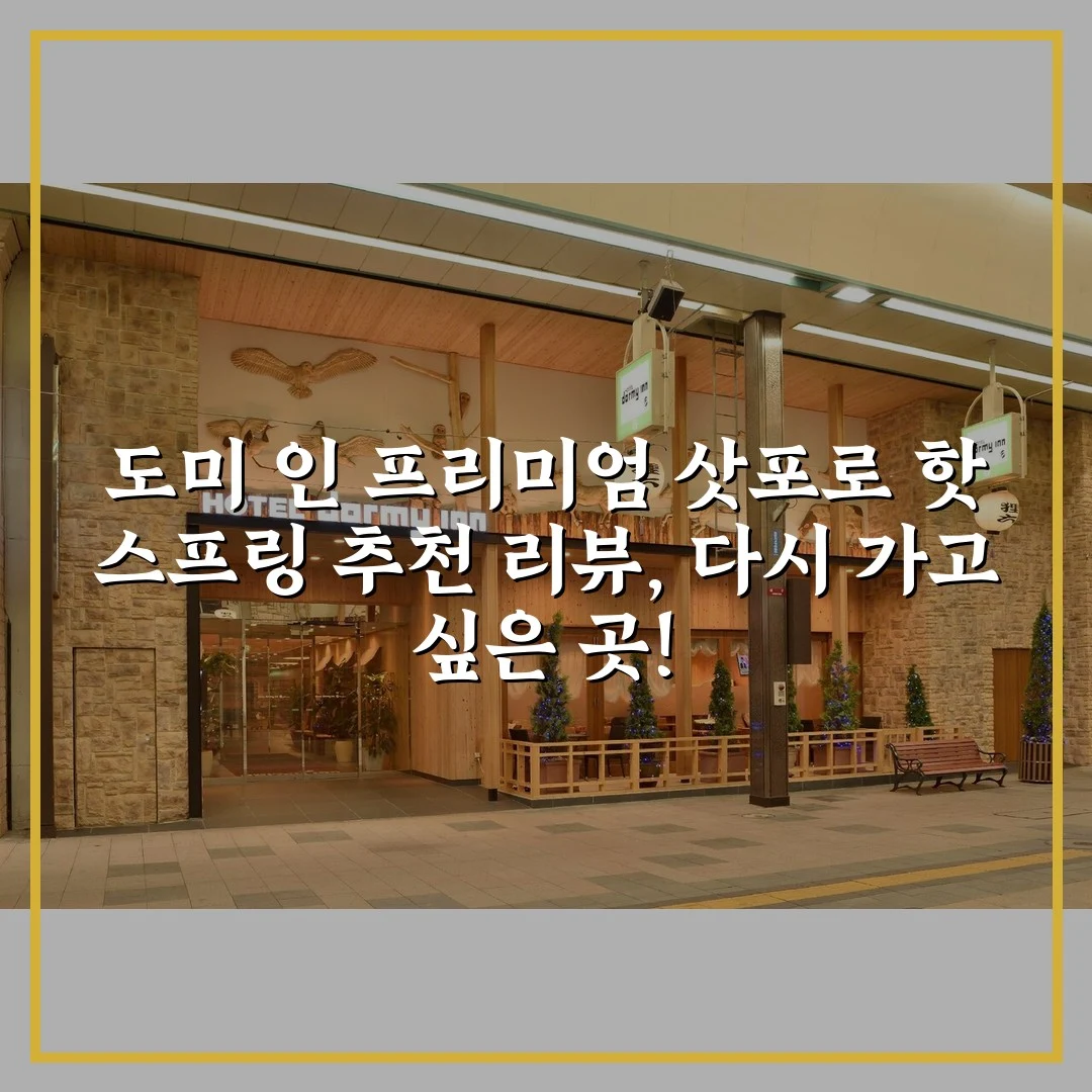 도미 인 프리미엄 삿포로 핫 스프링 추천 리뷰, 다시 가고 싶은 곳!