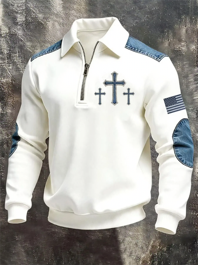 Herren-Sweatshirt mit 3D-Druck und Reißverschluss