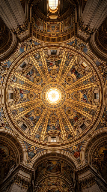Ornate Golden Cathedral Dome Interior Architecture - Free mobile Wallpaper