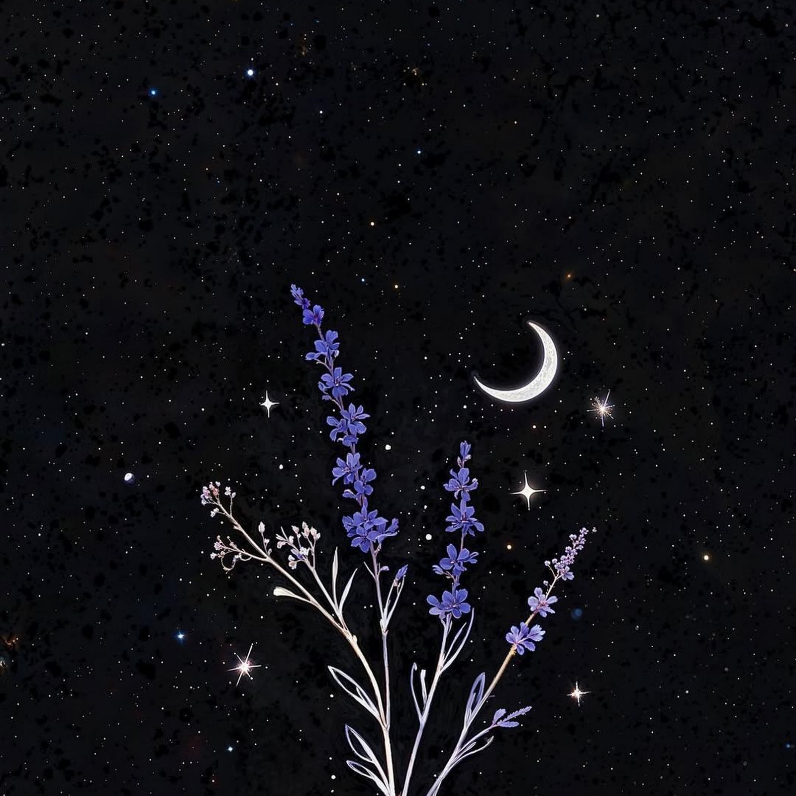 Download Lavender Under Crescent Moon Full HD iPhone