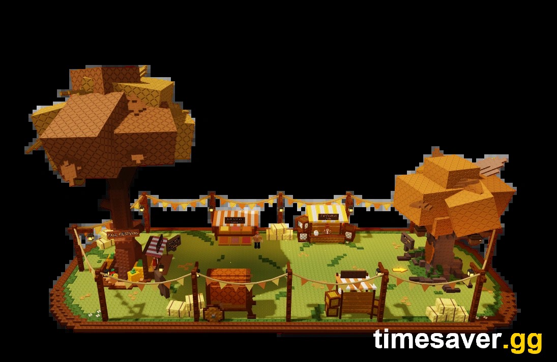 Grow a Garden Fall Festival event island with autumn treehouses and market stalls