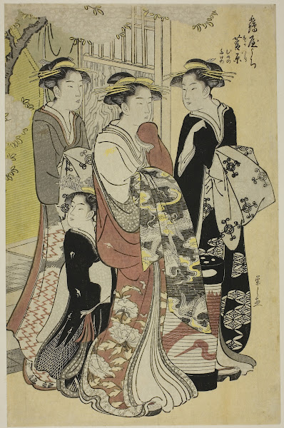 Sugawara of the Tsuruya with Attendants Mumeno and Takeno c 1787