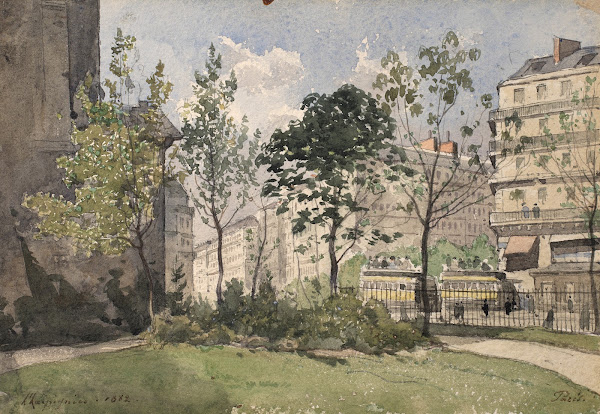 View of the forecourt of the Saint Germain des Prés church 1882