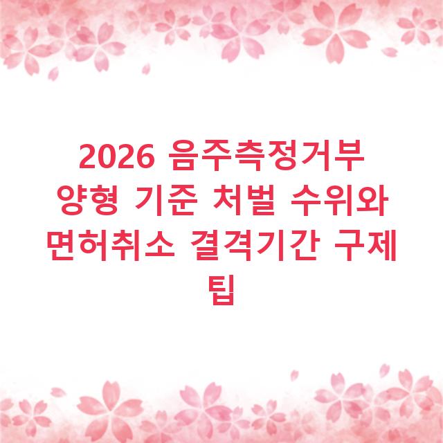 2026 음주측정거부 양형 기준 처벌 수위와 면허취소 결격기간 구제 팁