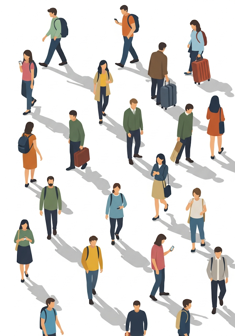 Overhead Crowd Minimalist Illustration