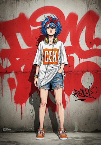 Streetwear Anime Girl Graffiti