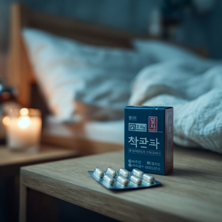 침대 옆 약 상자 모습