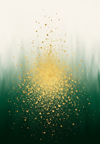 Gold Splatter Emerald Abstract