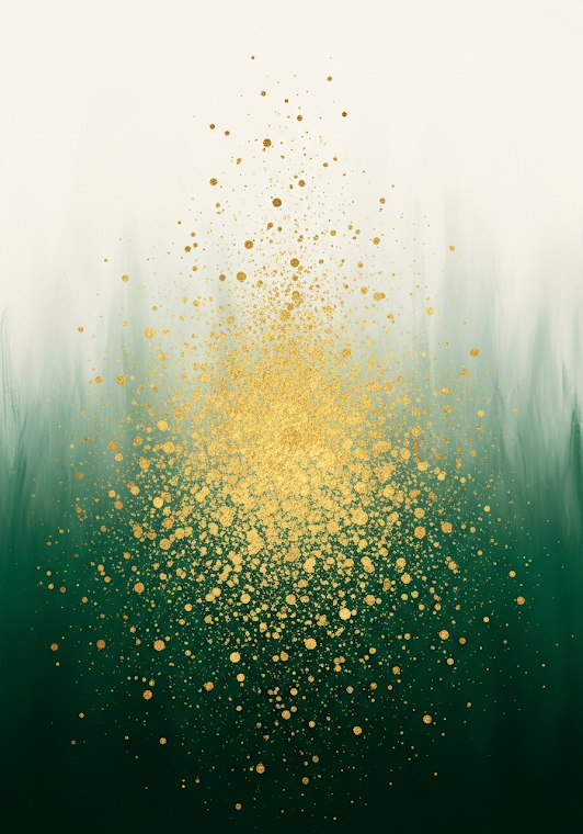 Gold Splatter Emerald Abstract