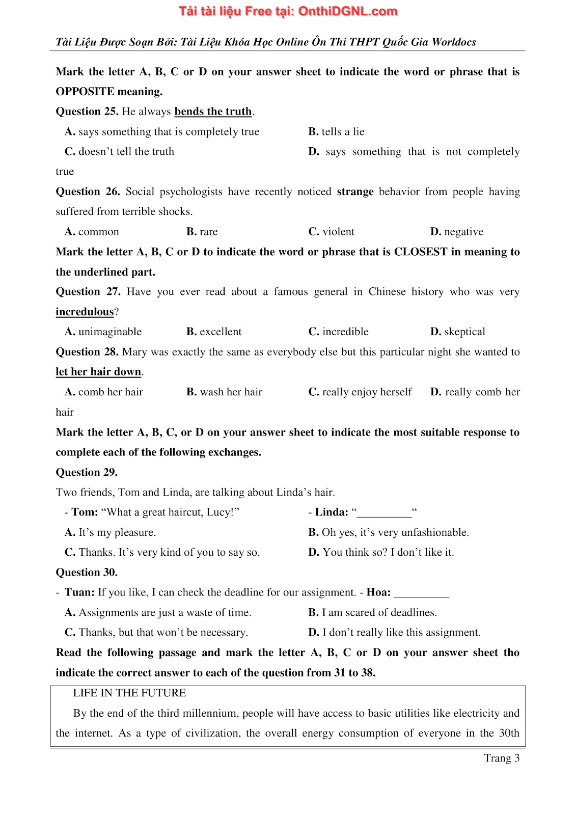 660 bài tập môn Tiếng Anh - Ôn thi ĐGNL ĐHBK Hà Nội