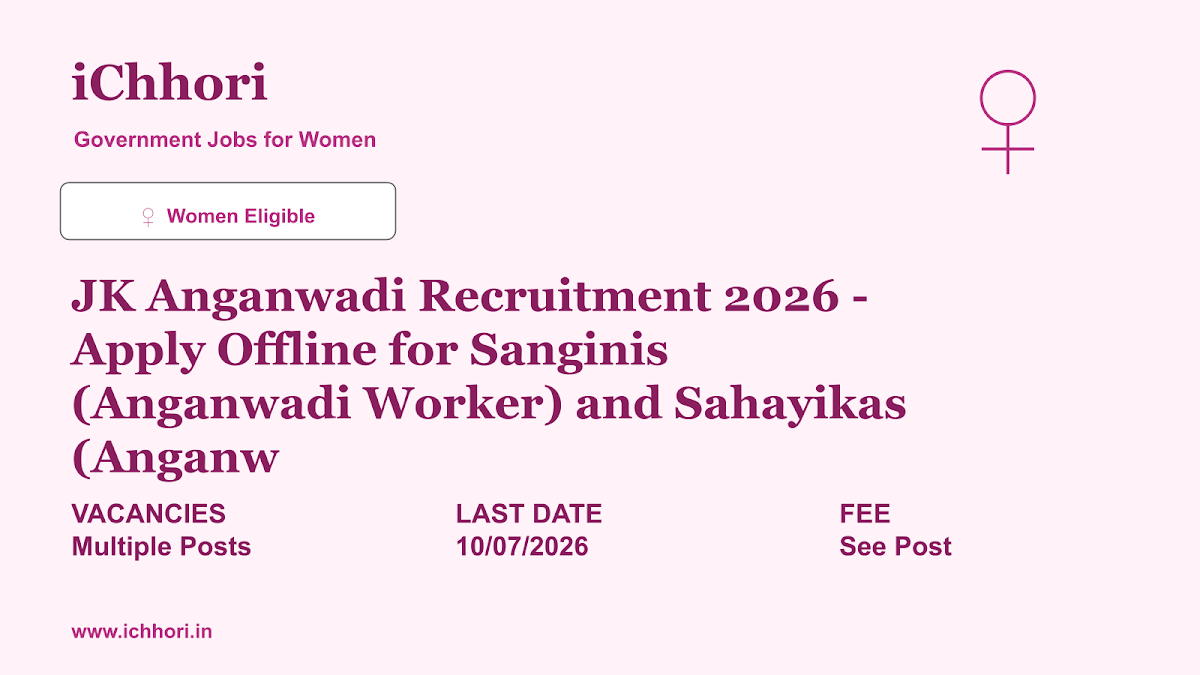 JK Anganwadi Recruitment 2026 - Apply Offline for Sanginis (Anganwadi Worker) and Sahayikas (Anganw - iChhori