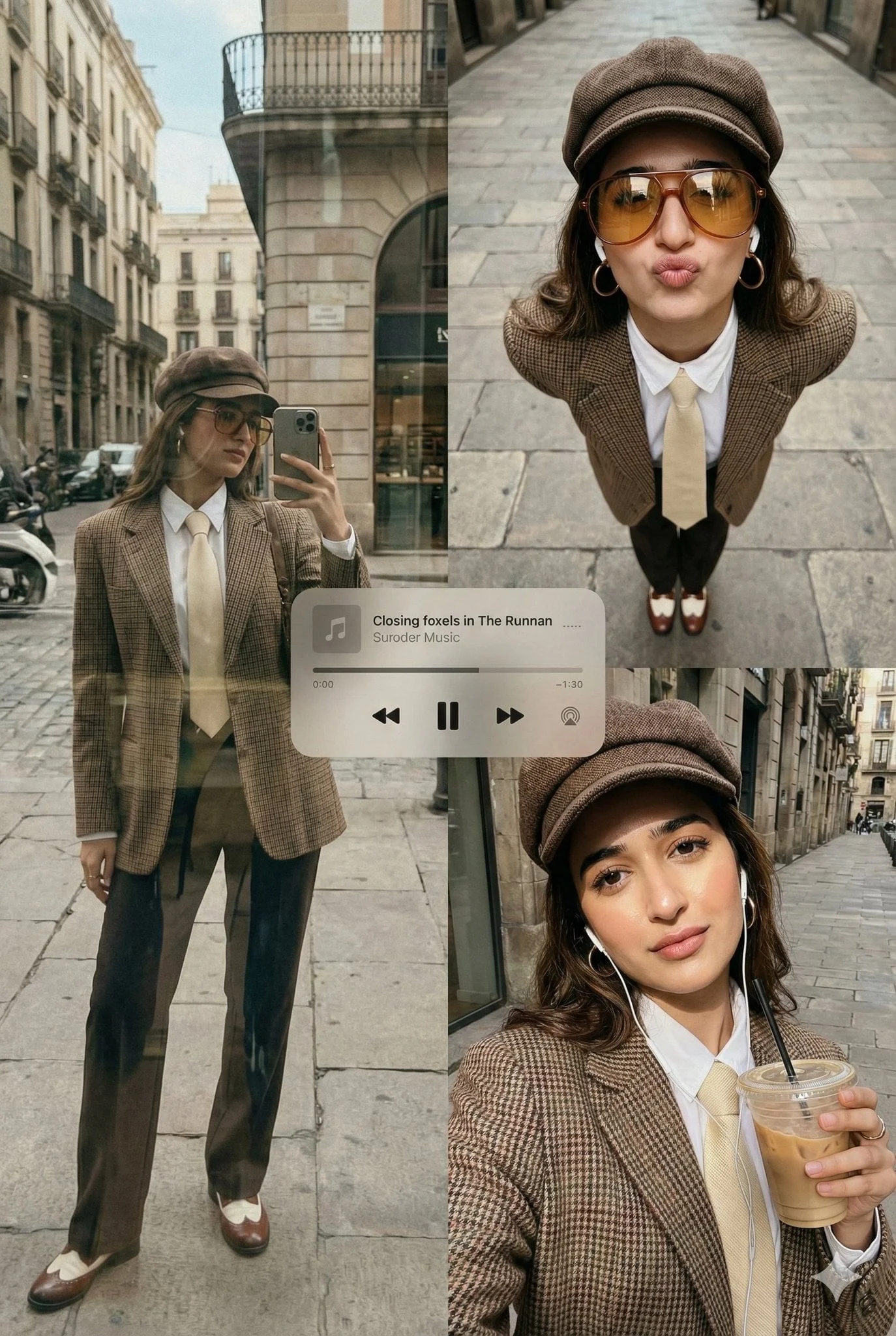 Transforma esta imagen [Sube tu imagen] en una toma DSLR de resolución 64K de un elegante collage de moda urbana...