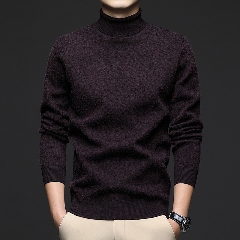 Herren-Rollkragenpullover, gestrickt, warm, für den Winter