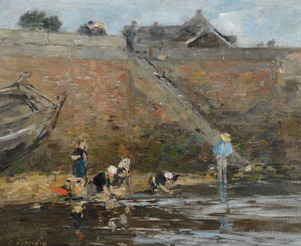 Laveuses Au Bord Dune Rivière circa 1885 90