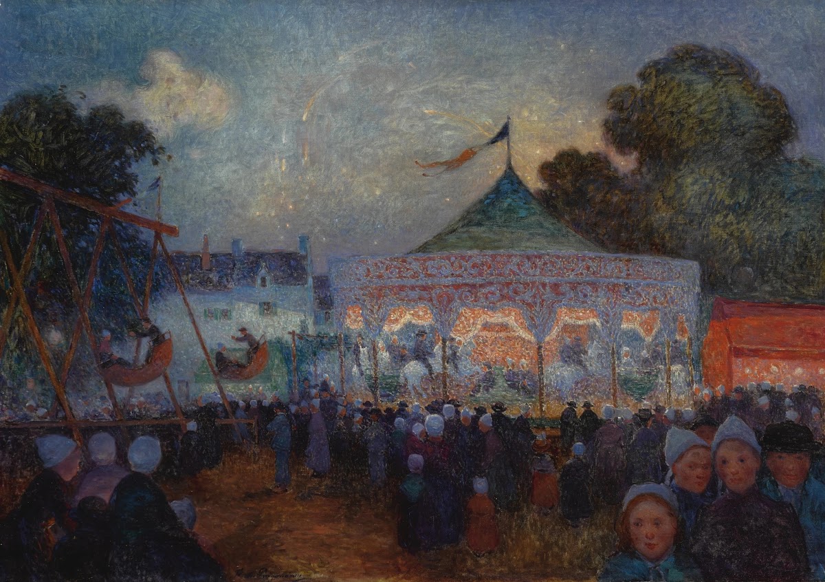 Le Manège de nuit et fête foraine circa 1890