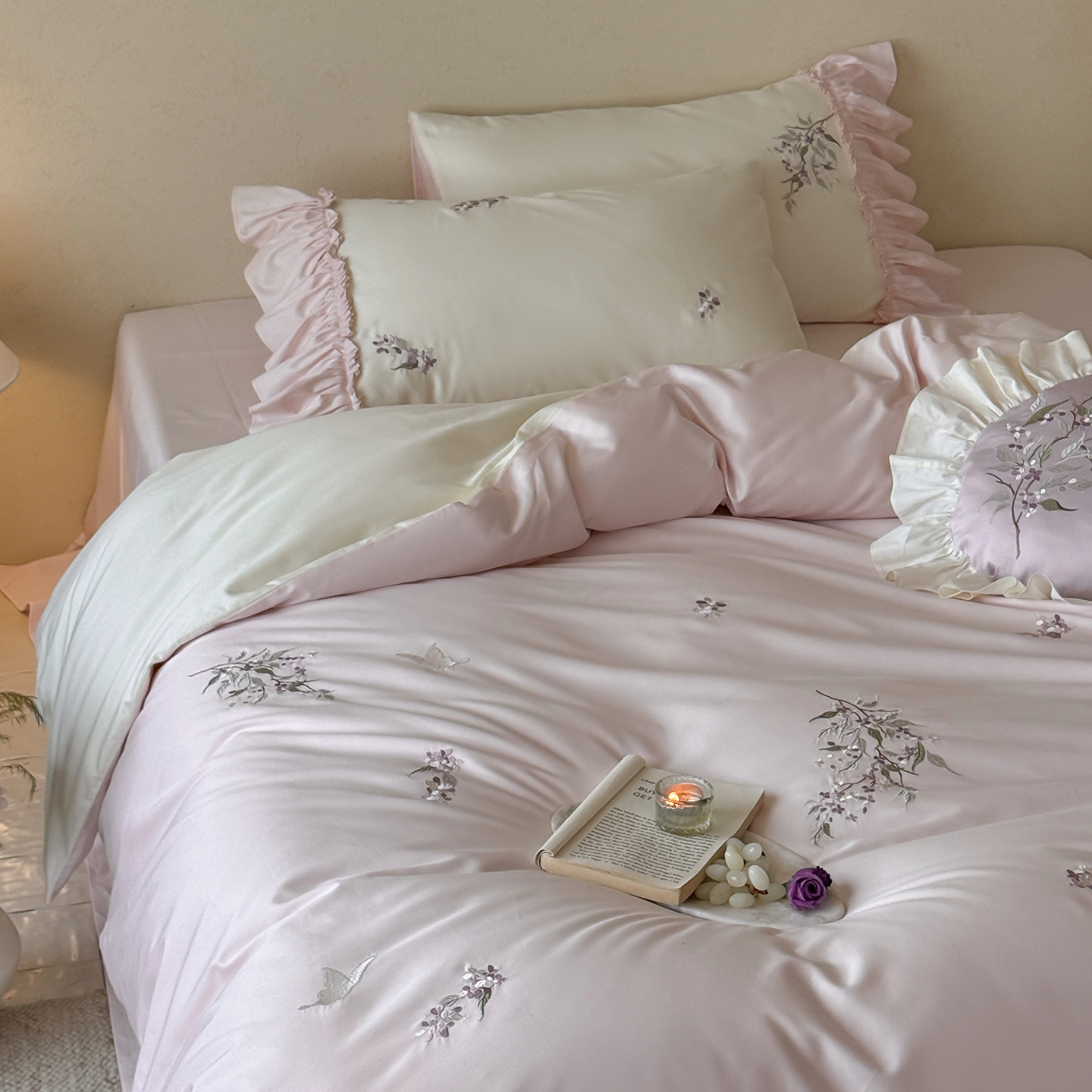 Long-staple cotton bedding set, French style