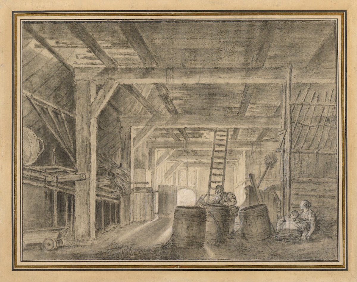 Interior of a Barn with a Family of Coopers 17631766