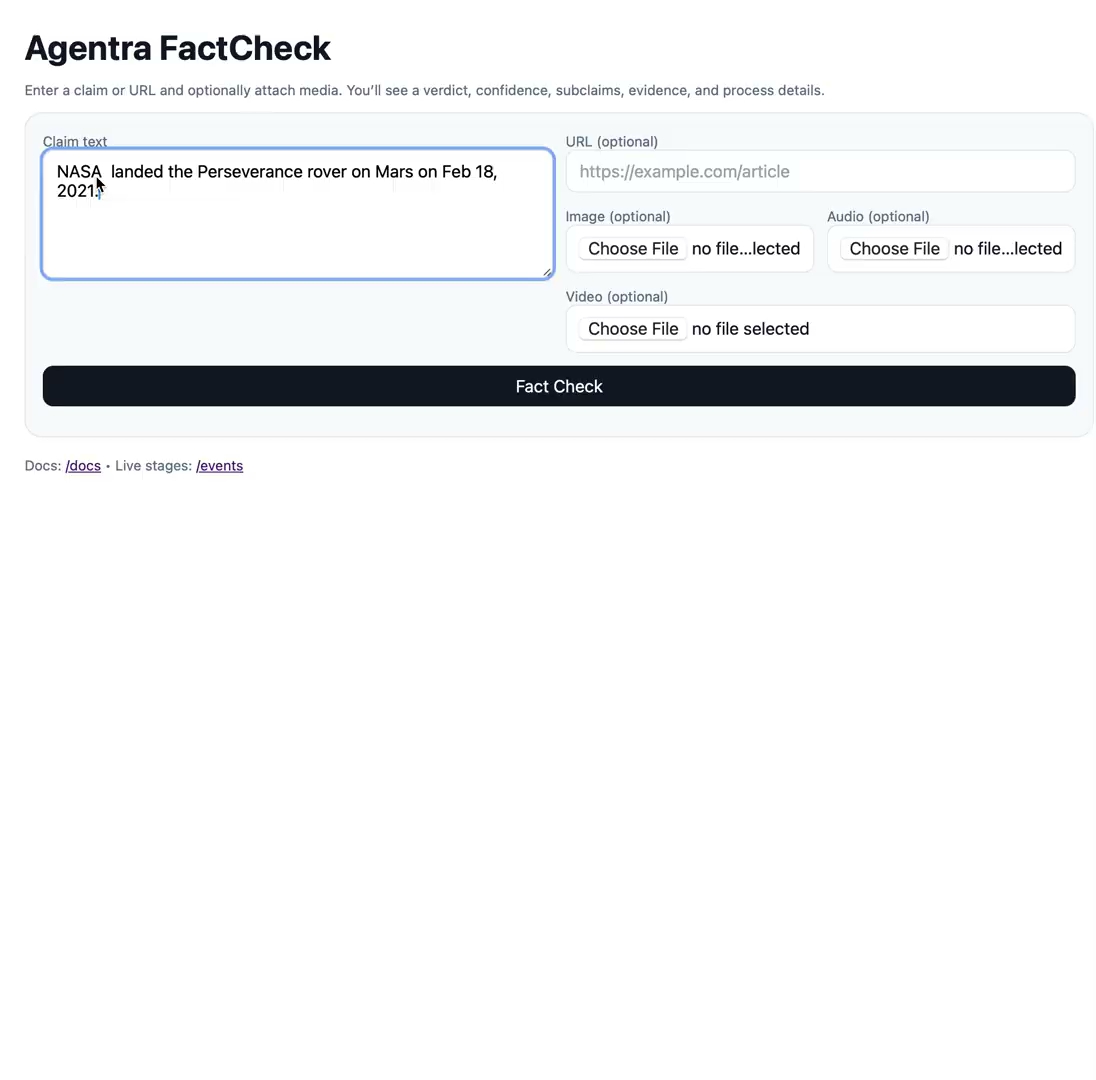 Agenrta Team: CertiFy (FactChecker and Information Verifier) project preview