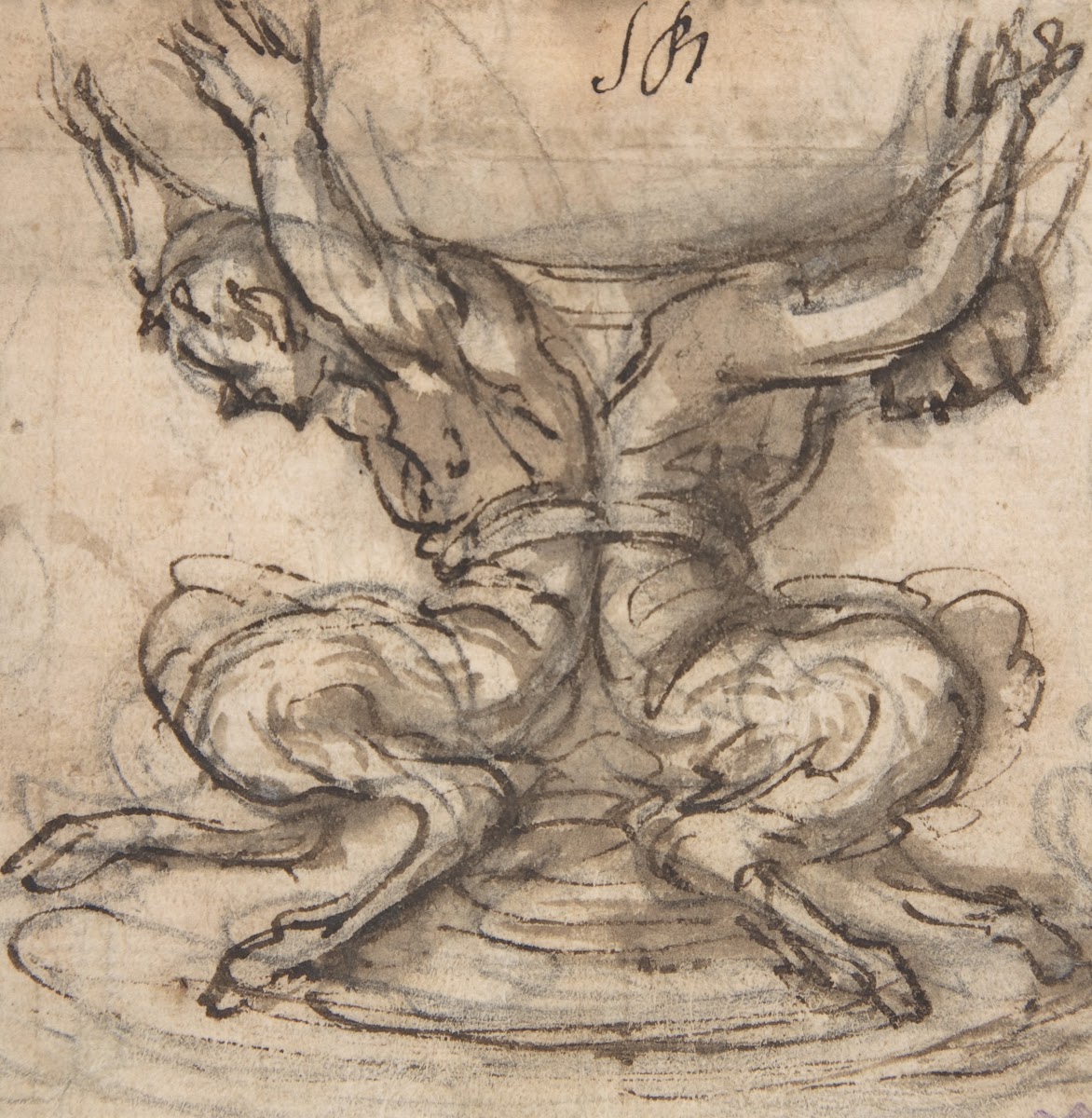 Design for the Base of a Vessel with Two Satyrs 16521725