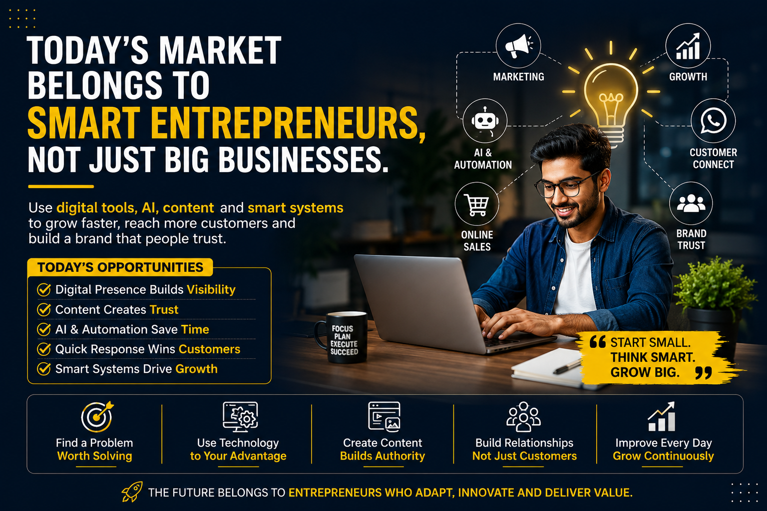 AJ Academy blog image about Today’s Market Belongs to Smart Entrepreneurs, Not Just Big Businesses for career and skill development students