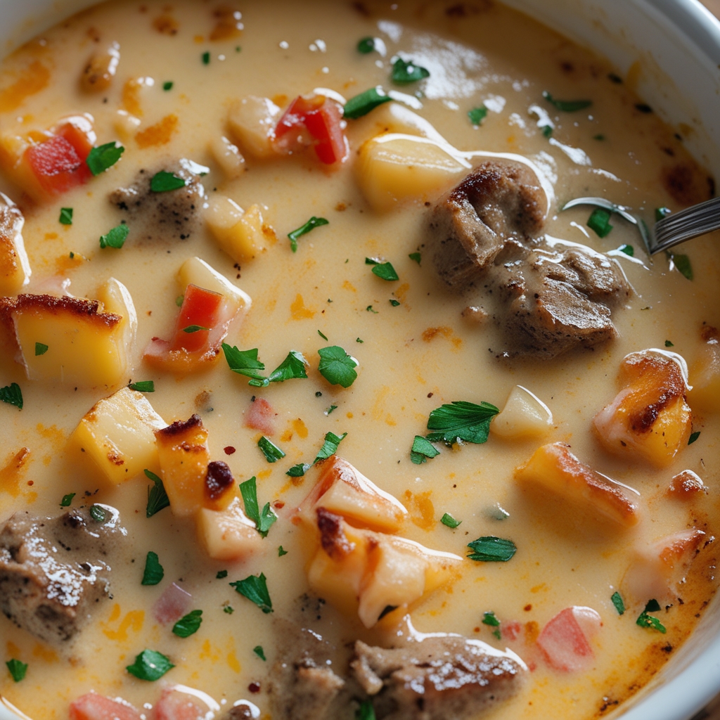 Irresistibly Creamy Philly Cheese Steak Soup You’ll Love – Easy Weeknight Comfort