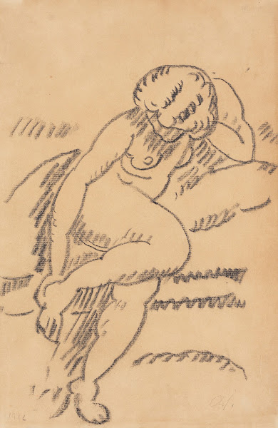 Akt sich an den rechten Fuß fassend 1912